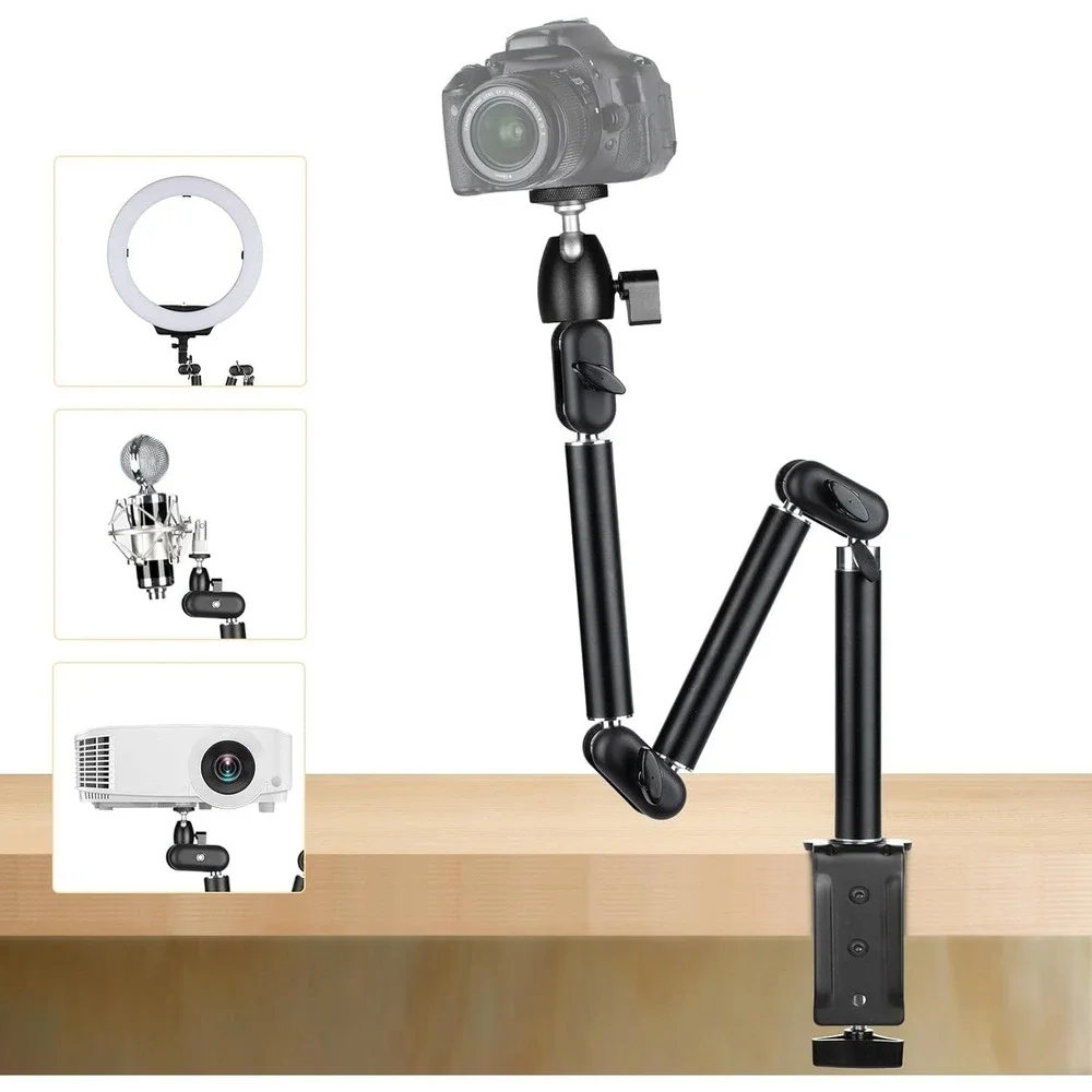 TARION TKA01-M Desk Camera Mount Stand – Heavy Duty Articulating Arm Clamp